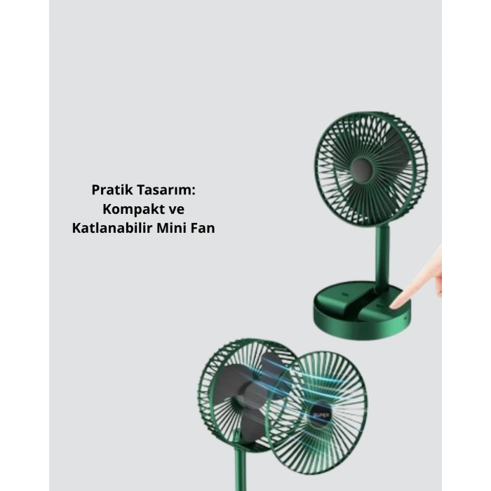 CEYLAN ADAM Katlanabilir Mini Fan – 3 Kademeli Soğutma, Şarjlı