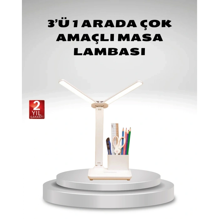 CEYLAN ADAM Kısılabilir LED Masa Lambası – Kalemlik ve Telefon Standlı, Göz Yormayan Işık
