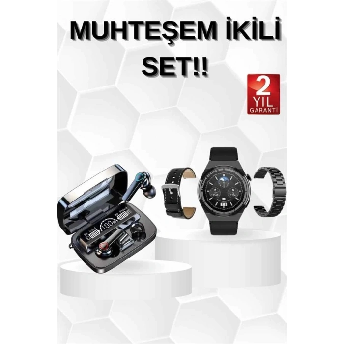 CEYLAN ADAM Kulak İçi Kablosuz Bluetooth Kulaklık ve NFC ve GPS Özellikli Akıllı Saat Alarm ve Titreşim