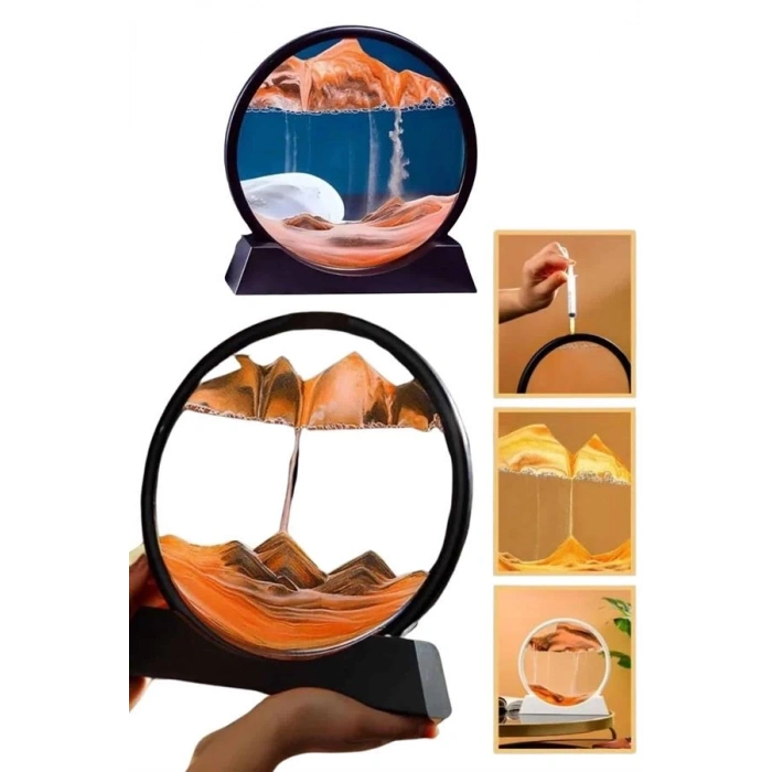 CEYLAN ADAM Kum Saati Yuvarlak Şık Kum Tablosu Dekoratif Kum Sulu Kum Saati