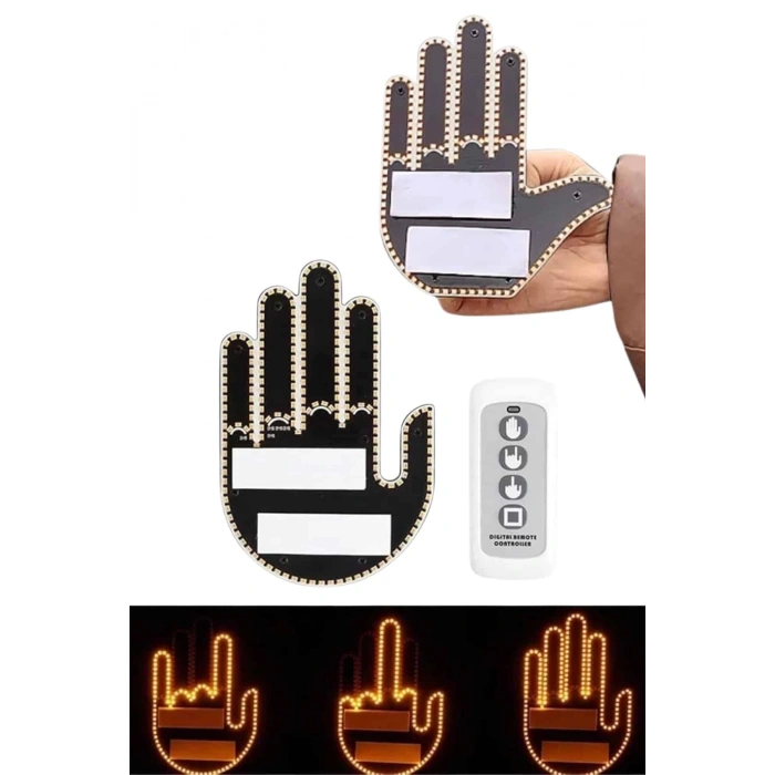 CEYLAN ADAM Kumandalı El Led Araba İçi 4 Farklı Mod El Orta Parmak Led