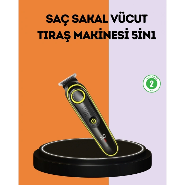 CEYLAN ADAM LED Ekranlı Şarjlı Saç ve Sakal Kesme Makinesi Erkek Bakım Cihazı Çok Başlıklı Set