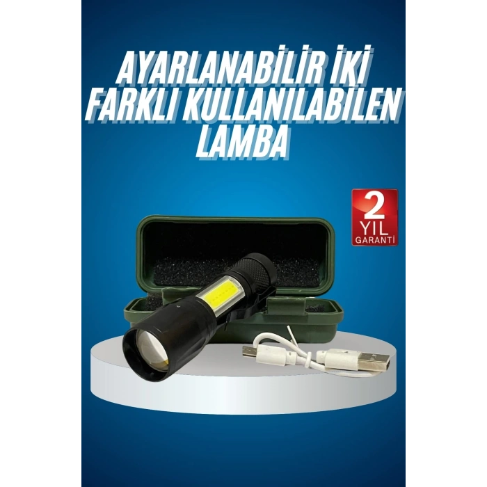 CEYLAN ADAM Led Lamba El Feneri Küçük Taşınabilir USB Şarjlı Acil Durum Lambası