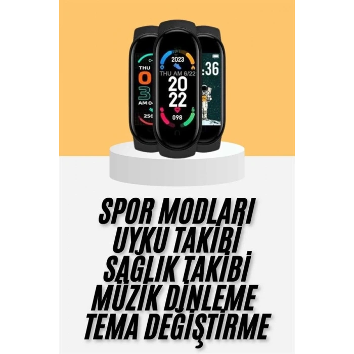 CEYLAN ADAM M6 Akıllı Bileklik Siyah Adımsayar Spor Takibi Android ve İOS Uyumlu