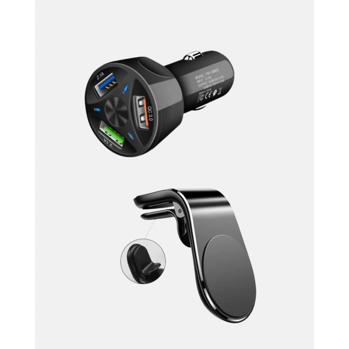 CEYLAN ADAM Manyetik Araç Telefon Tutucu ve Hızlı Şarj Adaptörü 2’li Set