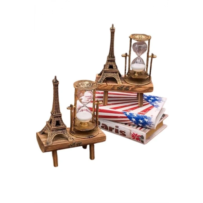 CEYLAN ADAM Masa Biblosu Dekoratif Süs Kum Saati Eyfel Kulesi Hediyelik Kum Saati