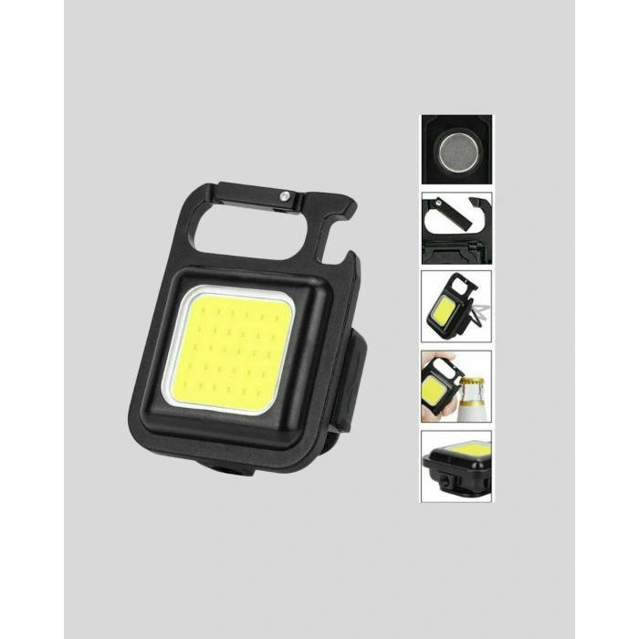 CEYLAN ADAM Mini 800 Lümen LED El Feneri – USB Şarjlı, 3 Kademeli Işık, Şişe Açacaklı Taşınabilir Tasarım