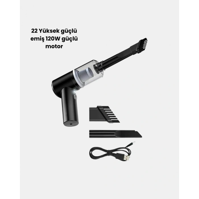 CEYLAN ADAM Mini Şarjlı Araç Süpürgesi – 120W Güçlü Motor, 5500PA Vakum Emiş, Yıkanabilir Filtre