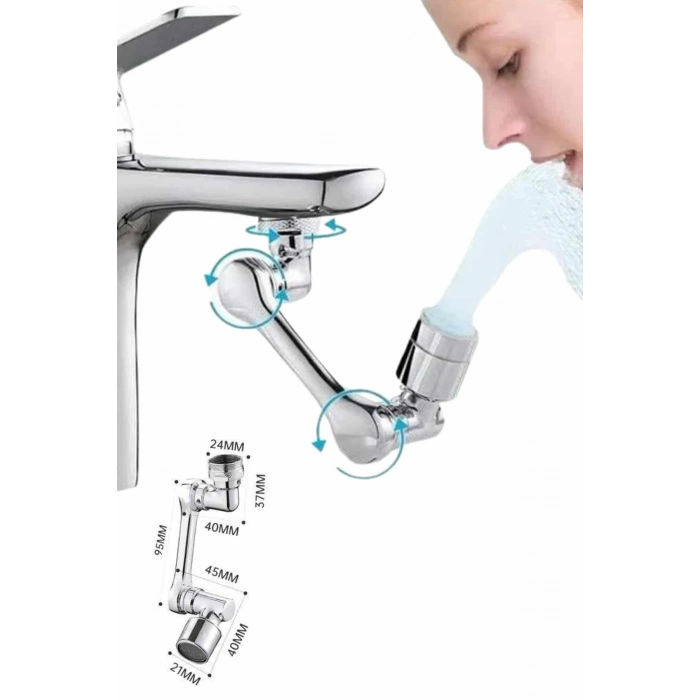 CEYLAN ADAM Mutfak Musluk Başlığı 1080 Derece Dönebilir Oynar Başlıklı Musluk Aparatı