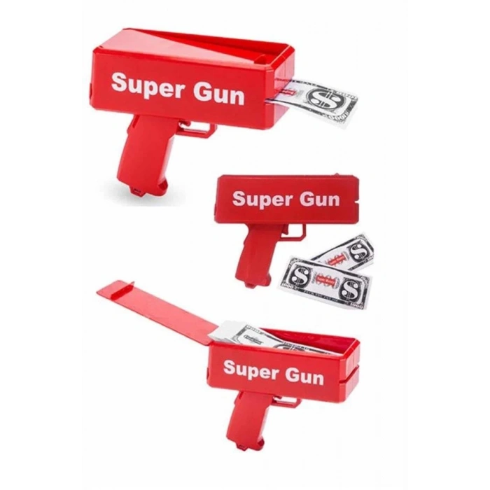 CEYLAN ADAM Para Dolar Saçma Para Atma Tabancası Otomatik Kırmızı Oyuncak