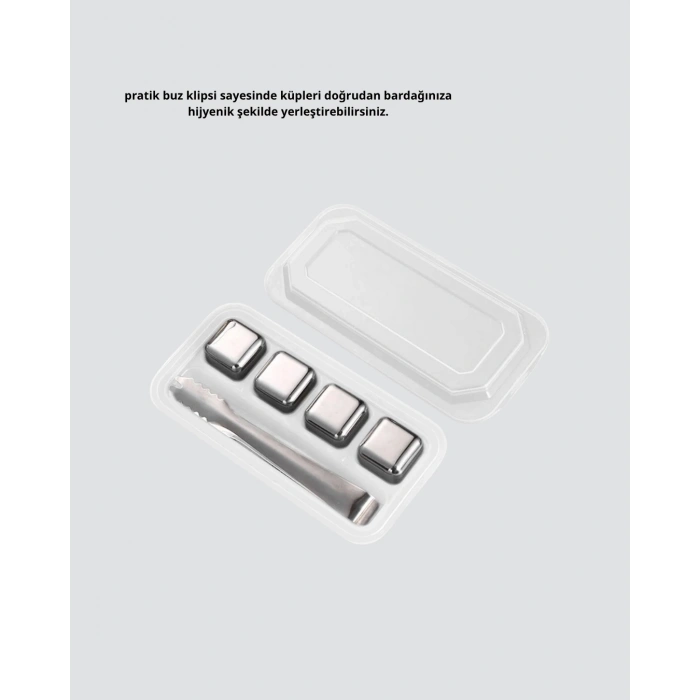 CEYLAN ADAM Paslanmaz Metal Buz Küpleri Seti Klipsli Sulandırmadan Soğutma Özellikli