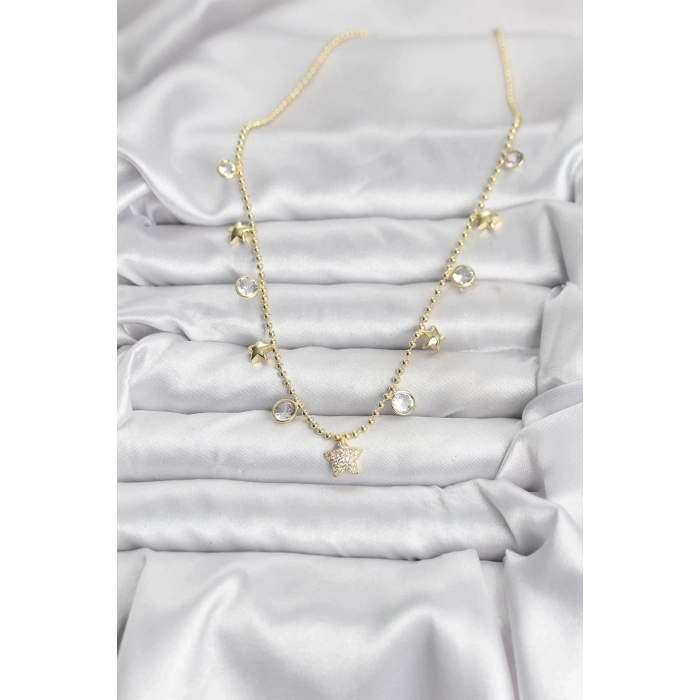 CEYLAN ADAM Pirinç Gold Renk Yıldız Model Kadın Kolye