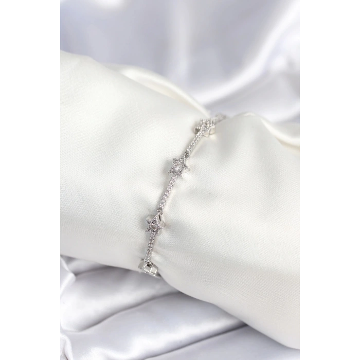 CEYLAN ADAM Pirinç Gümüş Renk Halley Yıldız Model Kadın Bileklik