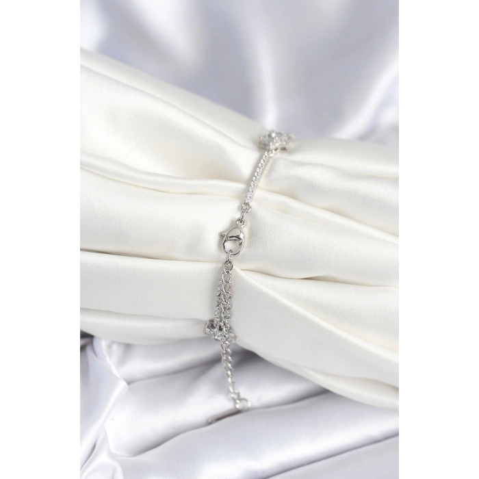 CEYLAN ADAM Pirinç Gümüş Renk Yıldız Model Kadın Bileklik