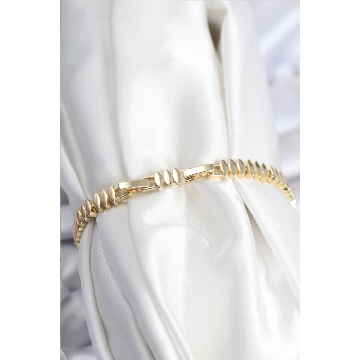 CEYLAN ADAM Pirinç VIP Seri Gold Renk Zirkon Taşlı Arpa Model Kadın Bileklik