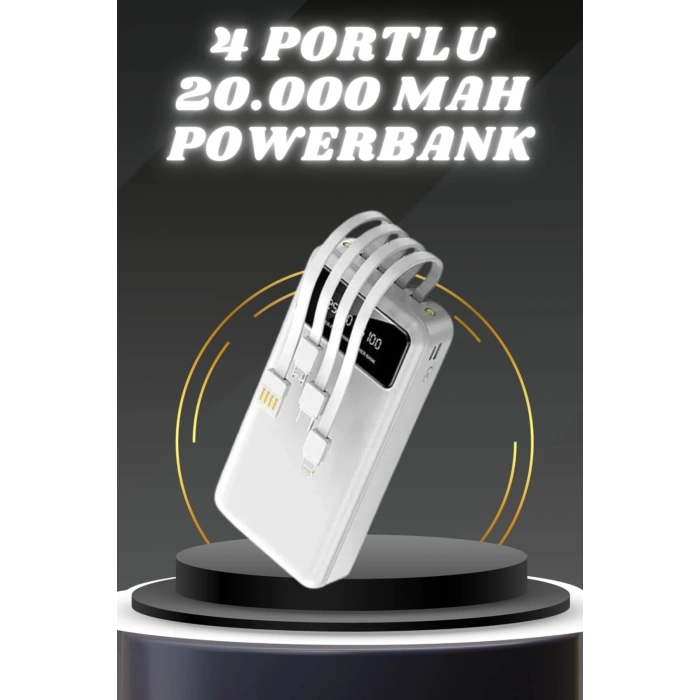 CEYLAN ADAM Powerbank Şarj Cihazı 4 Çıkışlı 20.000 MAH Powerbank Kompakt Yüksek Kapasiteli Hızlı Şarj