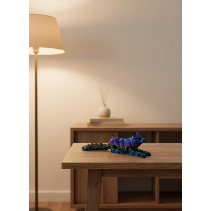 CEYLAN ADAM Rainbow hareketli kurt masa dekoru esnek eklem yapılı