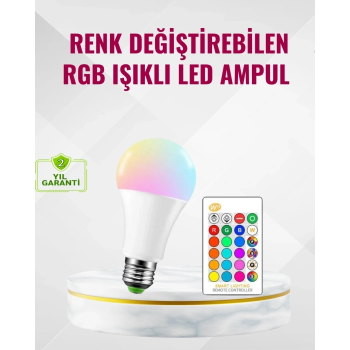 CEYLAN ADAM RGB Uzaktan Kumandalı LED Ampul 16 Renk Dekoratif Aydınlatma