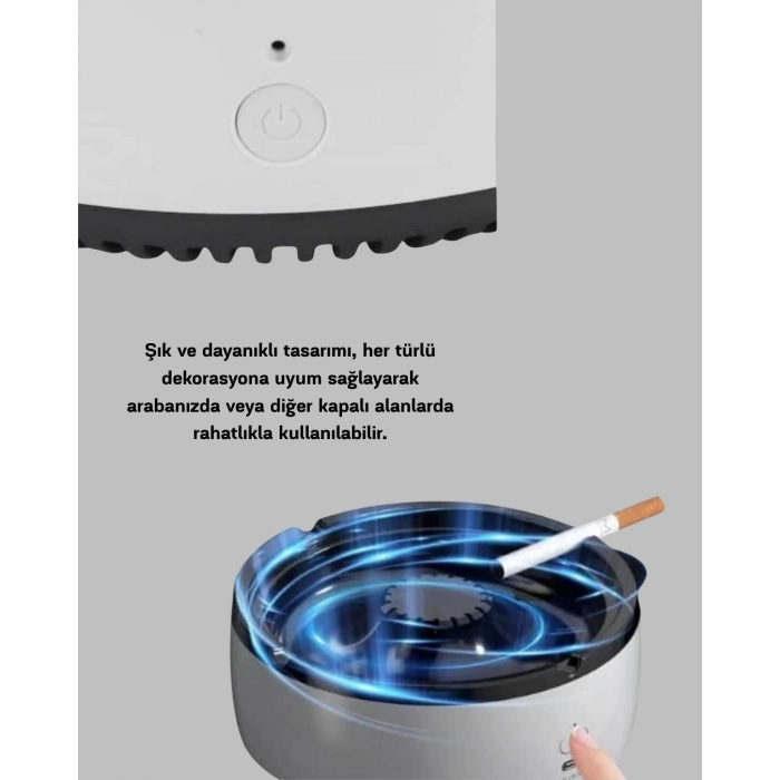 CEYLAN ADAM Sigara Dumanı ve Koku Giderici Hava Temizleyici Küllük – 2 Katmanlı Filtreli, USB Şarjlı