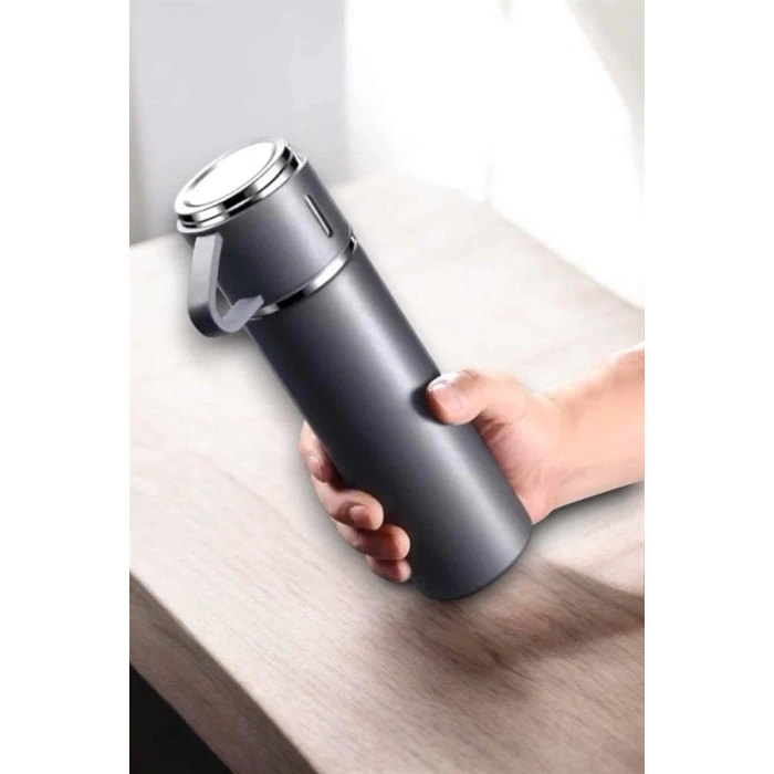 CEYLAN ADAM Şık ve Dayanıklı 3 Bardaklı Termos Seti Uzun Süre Isı Koruma Özellikli