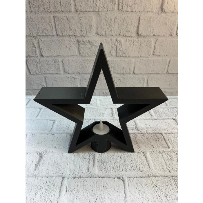 CEYLAN ADAM Siyah Yıldız Şeklinde Mumluk Loş Işık Dekor Aksesuarı