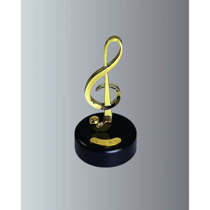 CEYLAN ADAM Sol Anahtarı Figürlü Dönen Müzik Kutusu Altın Renk Dekoratif