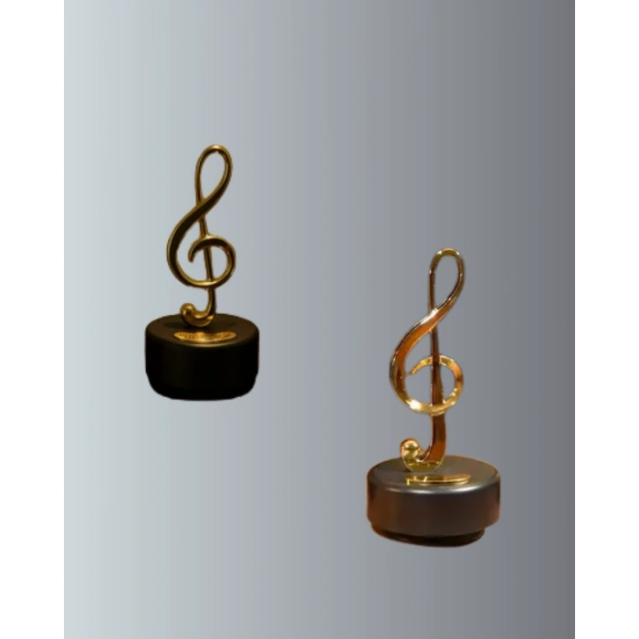 CEYLAN ADAM Sol Anahtarı Figürlü Dönen Müzik Kutusu Altın Renk Dekoratif