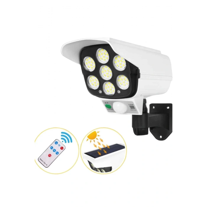 CEYLAN ADAM Solar Bahçe Aydınlatması Hareket Sensörlü Uzaktan Kumandalı Kamera Görünümlü