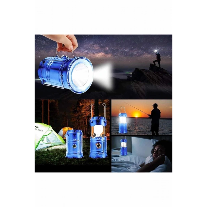 CEYLAN ADAM Solar Şarjlı Kamp Lambası Güneş Enerjili Kızaklı Kamp Feneri Çadır Feneri Led Işıldak