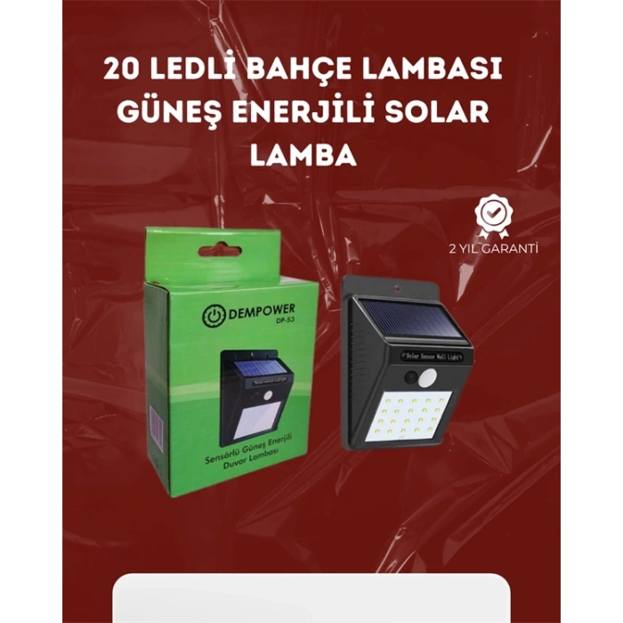 CEYLAN ADAM Su Geçirmez 20 LED Solar Aydınlatma | Dış Mekan için PIR Hareket Sensörü ile Akıllı Işık