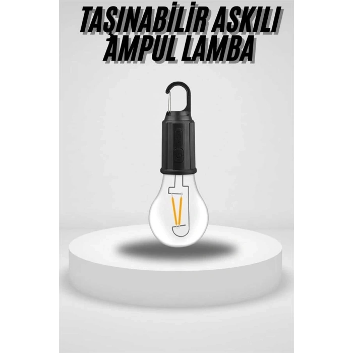 CEYLAN ADAM Taşınabilir Askılı Ampul Kamp Lambası Askılı Type-C Şarjlı Bahçe Lambası