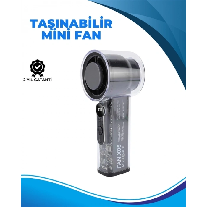 CEYLAN ADAM Taşınabilir El Fanı  100 Seviyeli Rüzgar Hızı Ayarı  Sessiz Çalışma - Dijital Ekranlı
