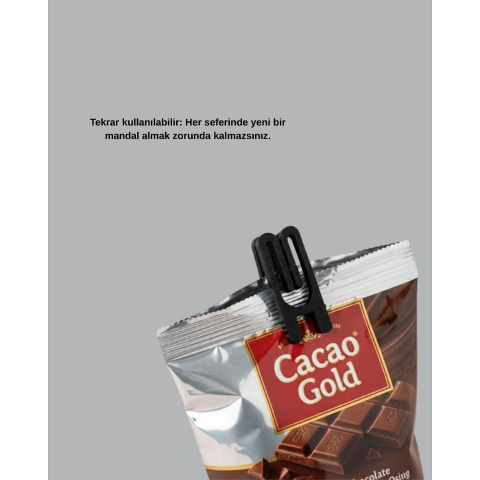 CEYLAN ADAM Tekrar Kullanılabilir Poşet Mandalı Siyah 6’lı Set