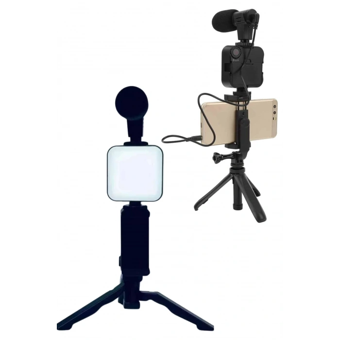 CEYLAN ADAM Telefon Tutucu Led Işıklı Kumandalı Mikrofon Telefon Vlog Video Kayıt