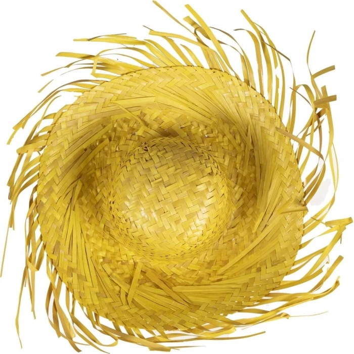 CEYLAN ADAM   Tropikal Parti Sarı Hasır Hawaii Şapkası 13x36 cm