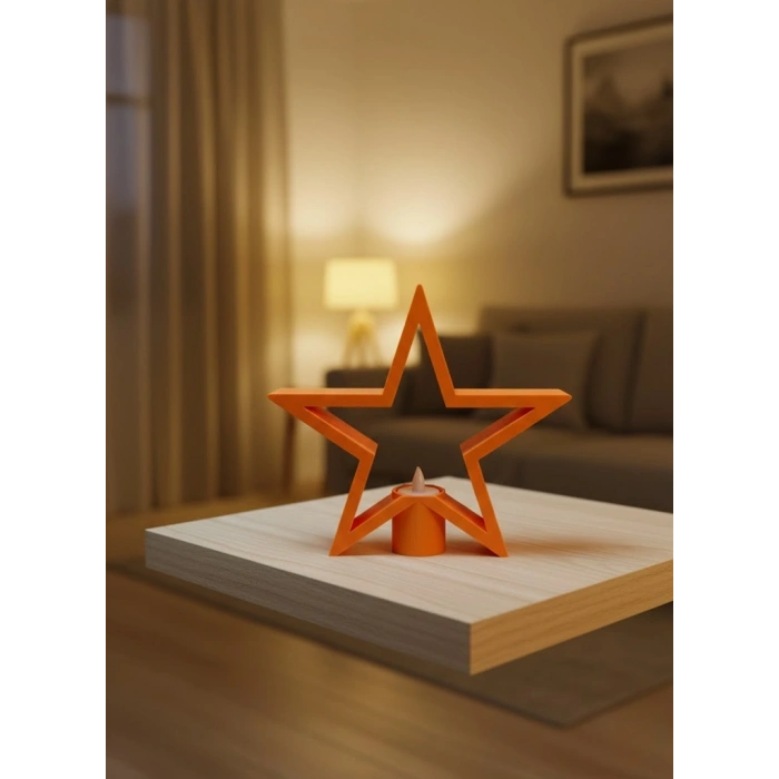 CEYLAN ADAM Turuncu Yıldız Mumluk Loş Işık Salon Dekoru