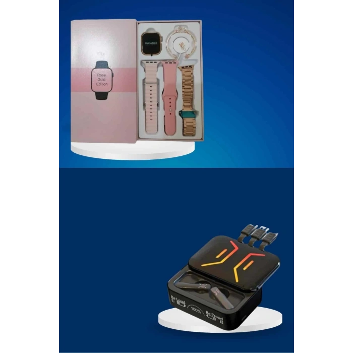 CEYLAN ADAM Wireless Şarjlı Akıllı Saat ve Dijital Göstergeli Kablosuz Bluetooth Kulaklık Nabız Ölçer