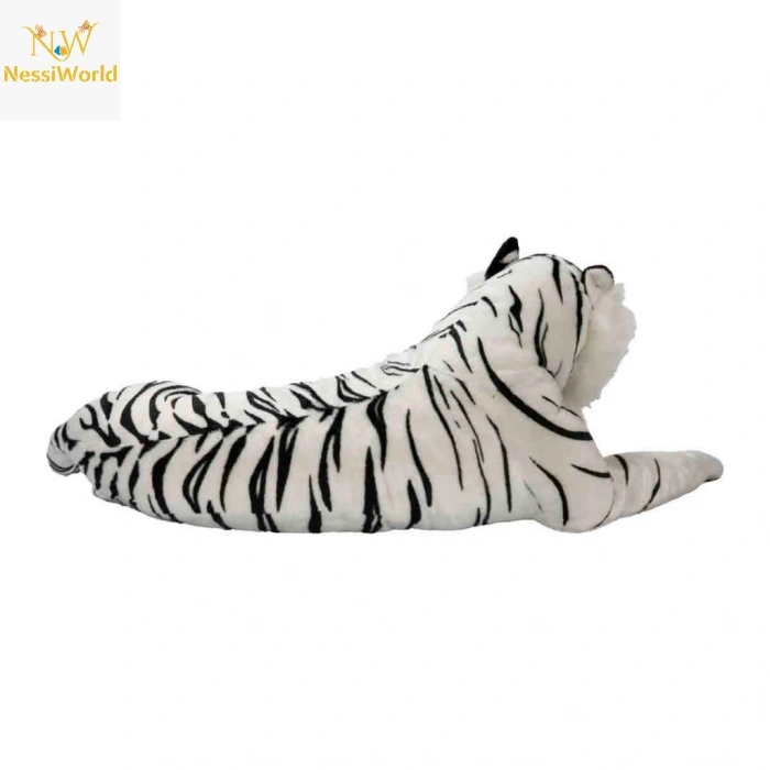 CEYLAN ADAM Yan Yatan Beyaz Peluş Kaplan 90 cm