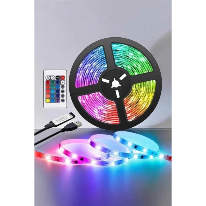 CEYLAN ADAM Yeni Nesil RGB Işıklı 10Metre Şerit Led Kumandalı Şarj Edilebilir