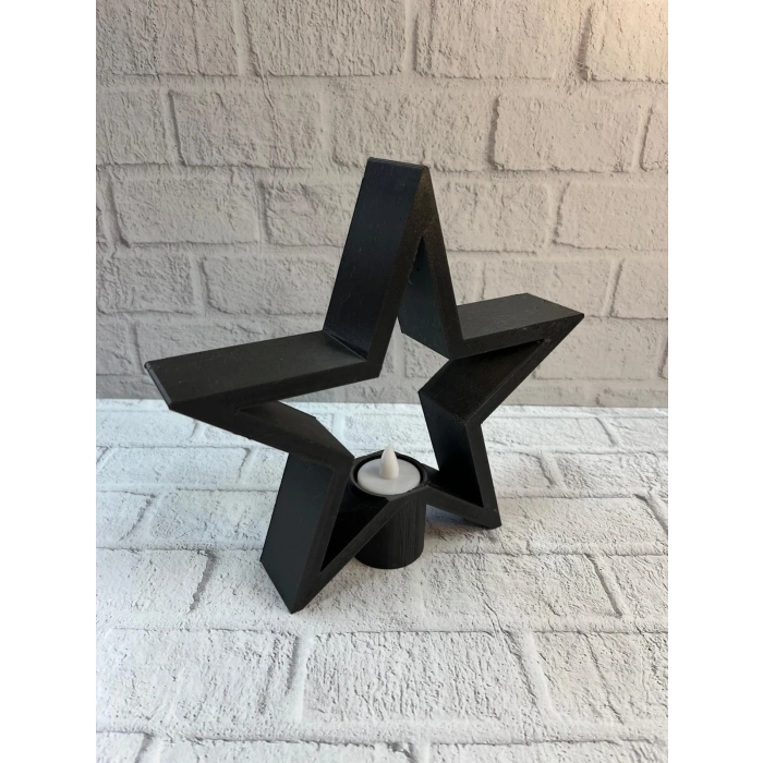 CEYLAN ADAM Yıldız Mumluk Siyah Modern Salon ve Raf Dekoru