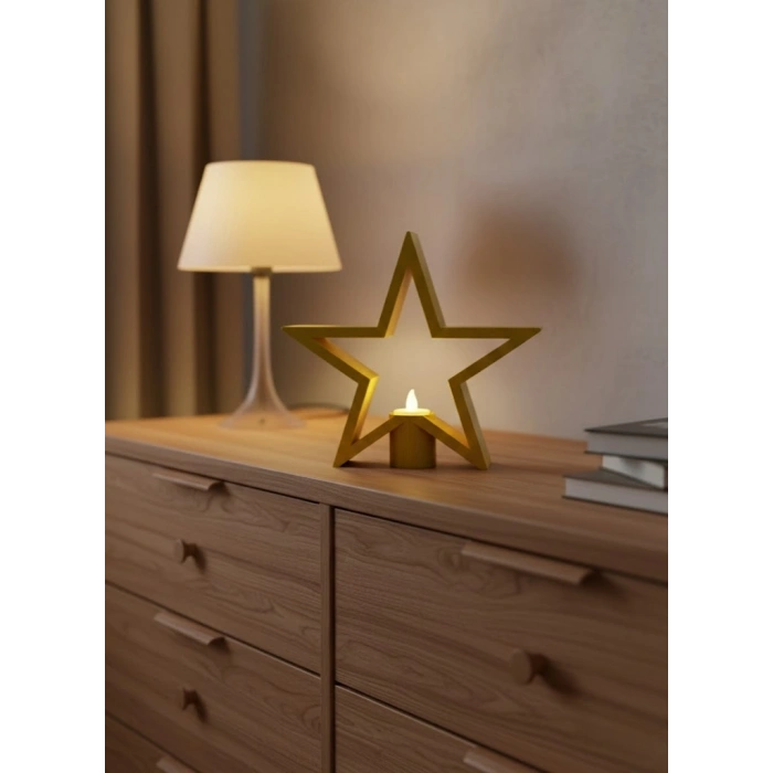 CEYLAN ADAM Yıldız Şeklinde Sarı Mumluk Loş Işık Ev Aksesuarı