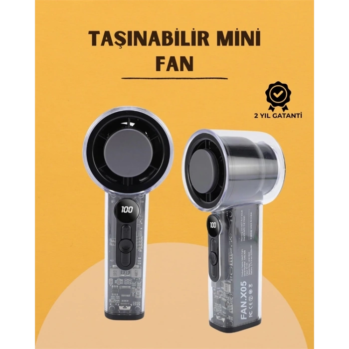 CEYLAN ADAM Yüksek Verimli Soğutmalı El Fanı | 100 Seviye Hız Kontrolü | 6 Saat Pil Ömrü