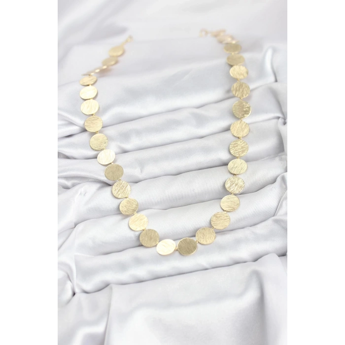 CEYLAN ADAM Yuvarlak Plaka Model Gold Renk Kadın Kolye