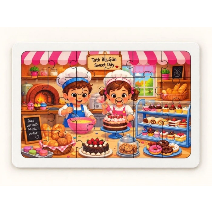 Çocuklar Mutfakta - Eğitici - 24 Parça Ahşap Puzzle