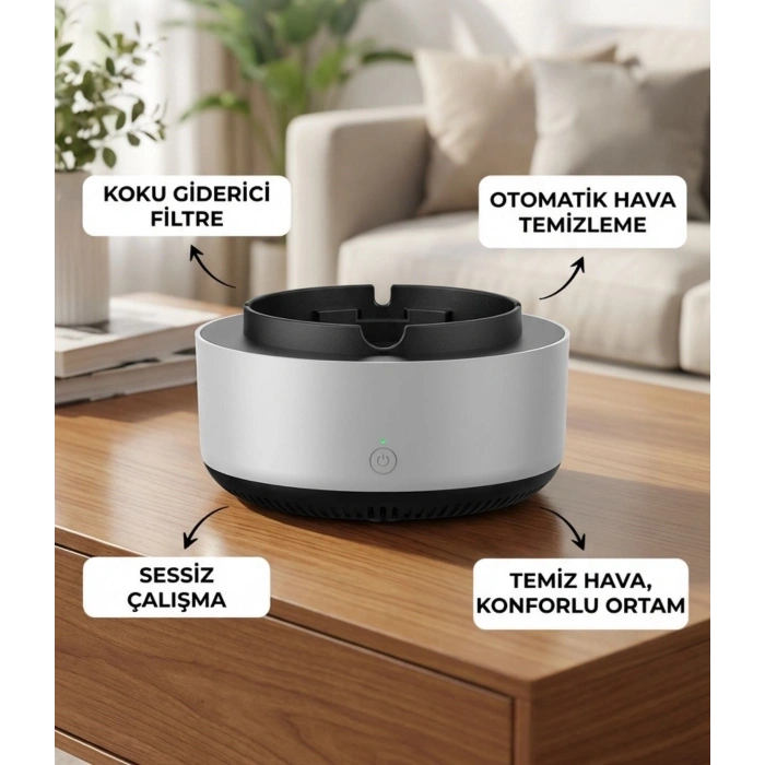 Dumanı İçine Çeken Akıllı Kül Tablası – Kokusuz, Filtreli ve Otomatik Duman Emici Küllük