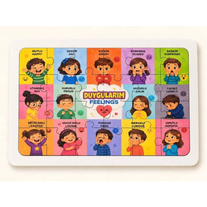 Duygularım (İngilizce) - 24 Parça Ahşap Puzzle
