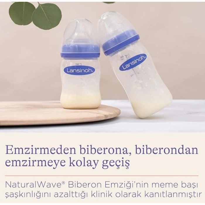 Lansinoh Natural Wave Biberon ve Biberon Emziği 240 ml