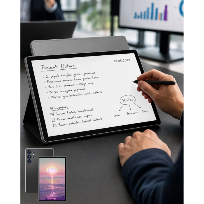 Mey İthalat® 10.1 İnç Android Tablet 16GB RAM 1TB Depolama Klavyeli Tablet Seti