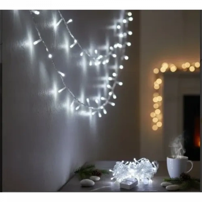 Mey İthalat® 10m 100 Led Damla Uçlu Beyaz Işık Şeffaf Kablo MZ-17-1
