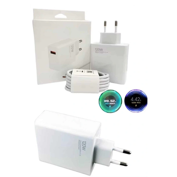 Mey İthalat® 120 Watt Turbo Hızlı Şarj Aleti Seti Hızlı Şarj Adaptörü Beyaz